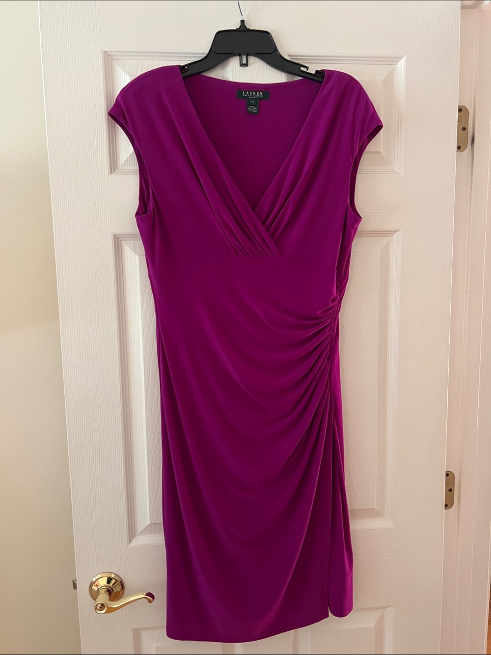 Ralph Lauren Fuchsia Faux-Wrap Midi Dress
